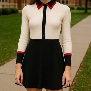 Alice + Olivia Black and Cream Mini Dress